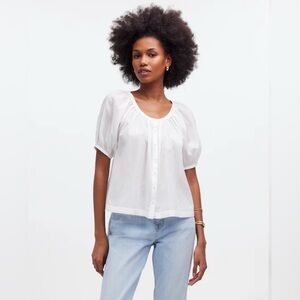 Madewell Puff Sleeve A-line Top. Size large. White.